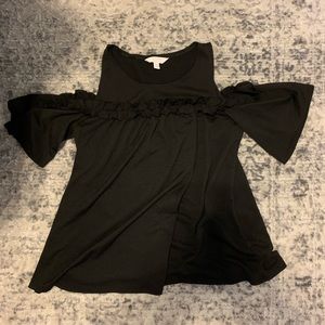 black open shoulder blouse